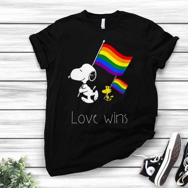 Awesome Love Wins Snoopy LGBT Gay Pride Rainbow Flag shirt