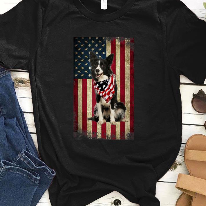 Border Collie America Flag 4th Of July Independence Day shirt