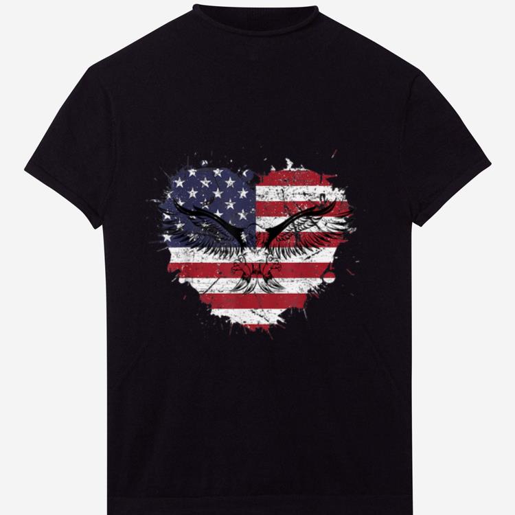 Pretty 4th Of July American Flag Heart Eagle Patriotic USA Proud shirt