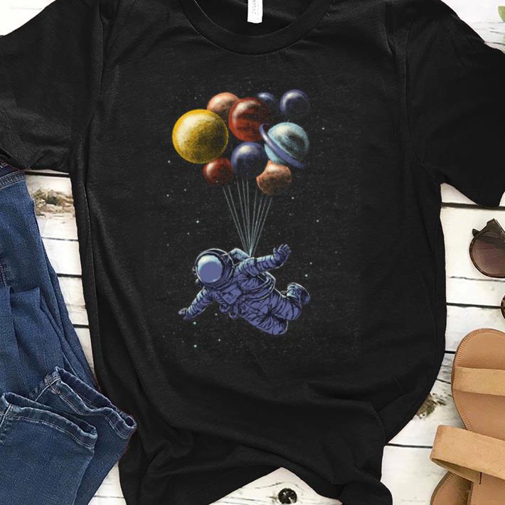 Original Space Travel Tri-blend Astronaut Fly By Planet Balloons shirt