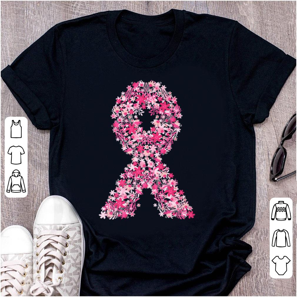 Pretty Pink Flowers Ribbon Breast Cancer Awareness shirt