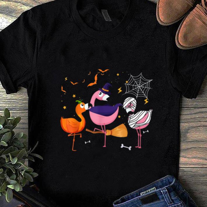Official Flamingo Halloween Pumpkin Witch Mummy Boo Costume shirt