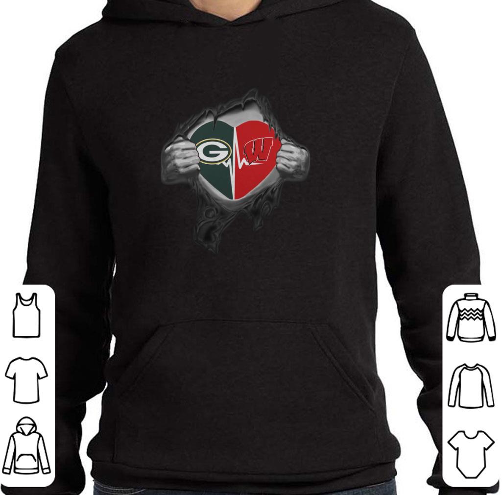 Original Green Bay Packers inside my heart Wisconsin Badgers shirt