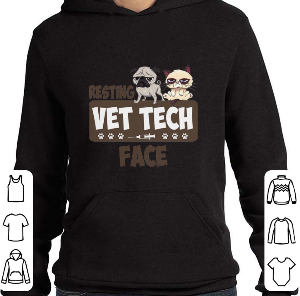 Pretty Pug and Grumpy cat resting vet tech face shirt