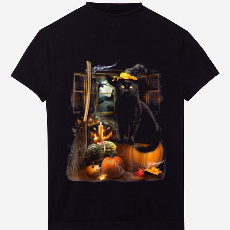 Top Black Cat Beauty Witch Pumpkin Happy Halloween shirt