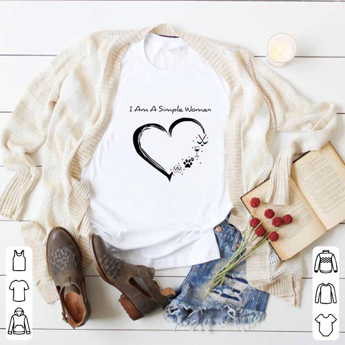 Top I am a simple woman i love flip flop paw dog wine glass hockey shirt