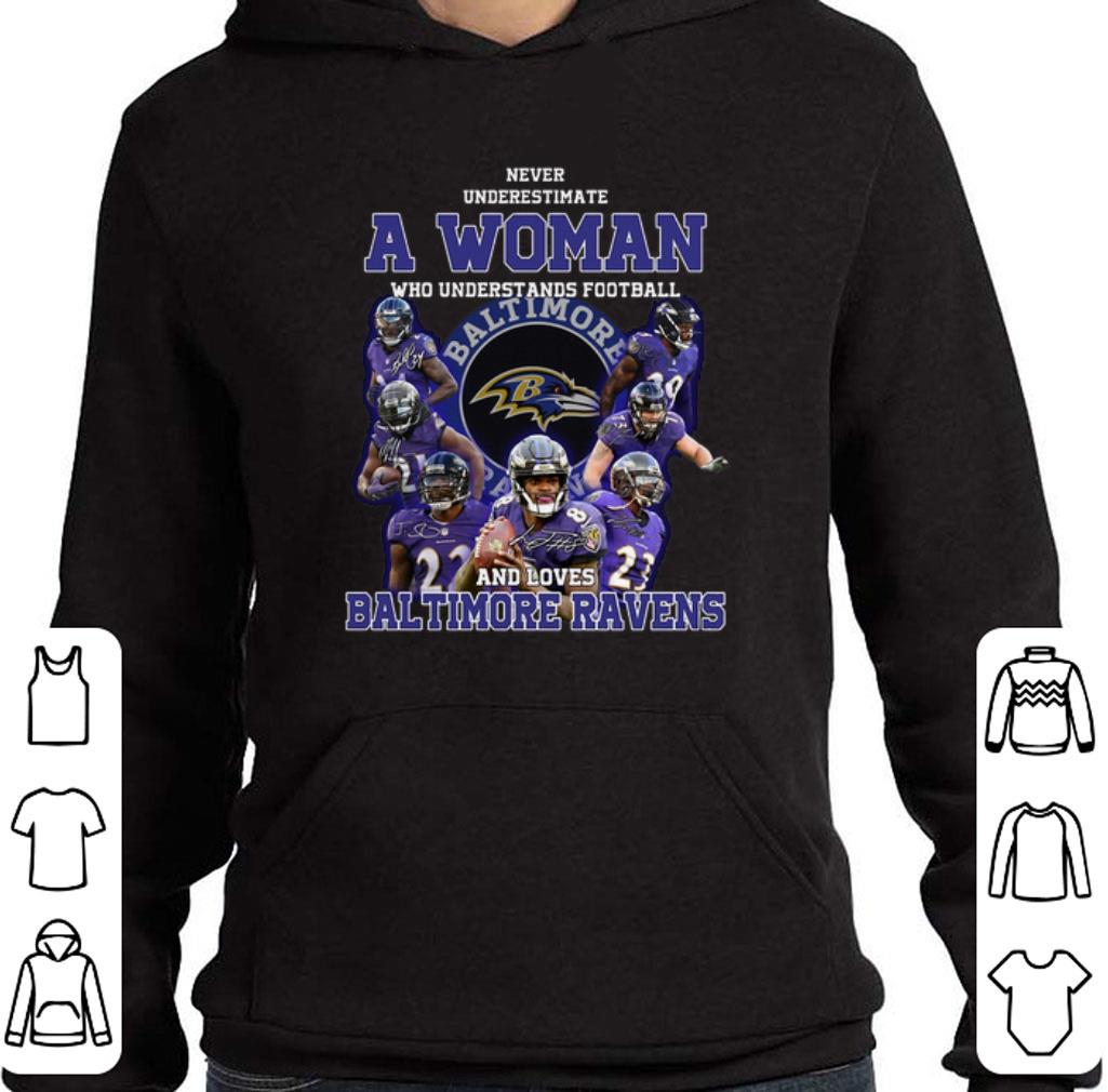 Awesome Never underestimate a woman who understands Baltimore Ravens shirt