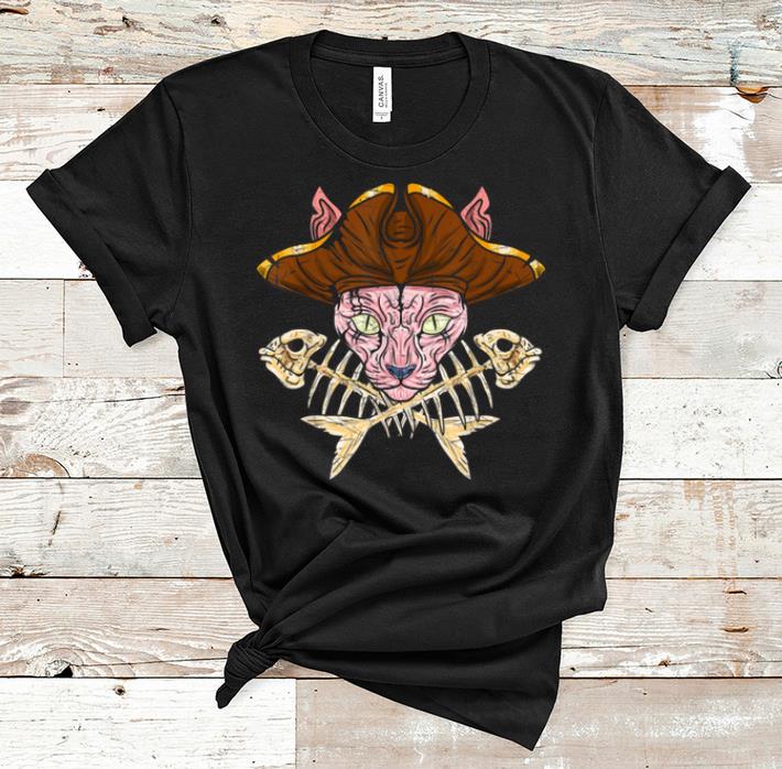 Original Sphynx Pirate Jolly Roger Crossbones Cat Skull Halloween shirt