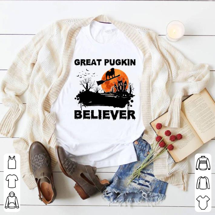 Premium Pug Great pugkin believer sunset halloween shirt