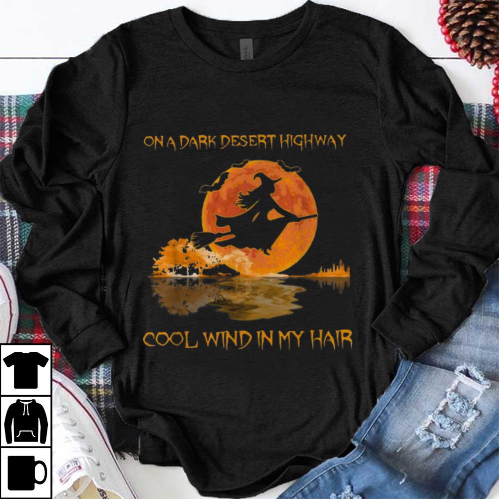 On A Dark Desert Highway Cool Wind In My Hair Guitar Witch Hippie Red Moon Shirt