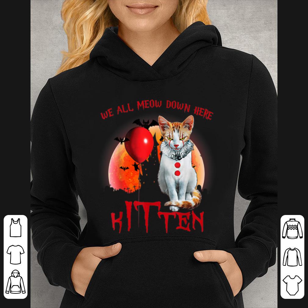 Awesome We All Meow Down Here Clown Cat Kitten Halloween shirt