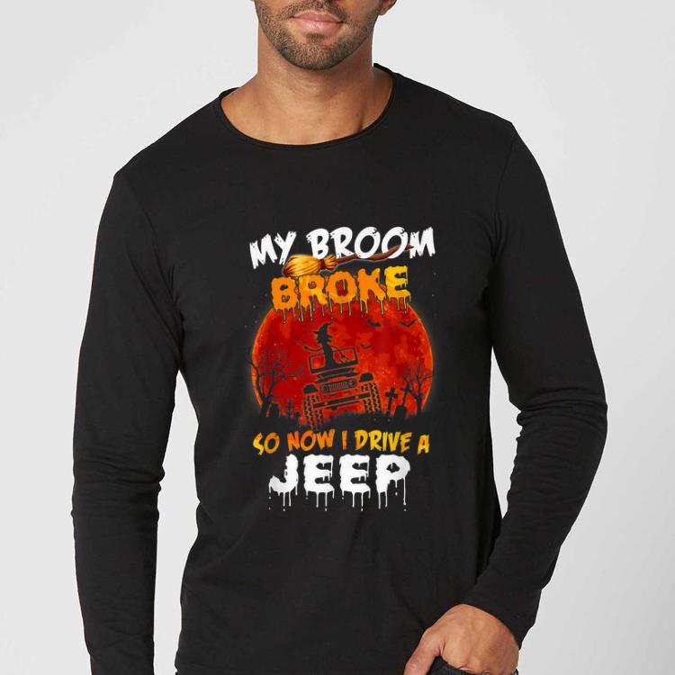 Nice Halloween My Broom Broke So Now I Drive A Jeep Pumpkin Gift shirt