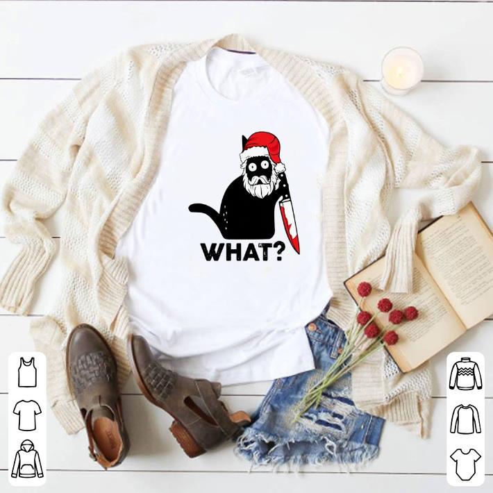 Nice Santa Black Cat With Knife What Murderous shirt