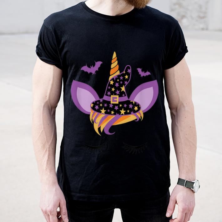 Top Halloween Unicorn Starry Witch With Bats shirt