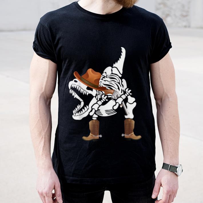 Top Skeleton T Rex Cowboy Halloween Dinosaur Boys Men shirt