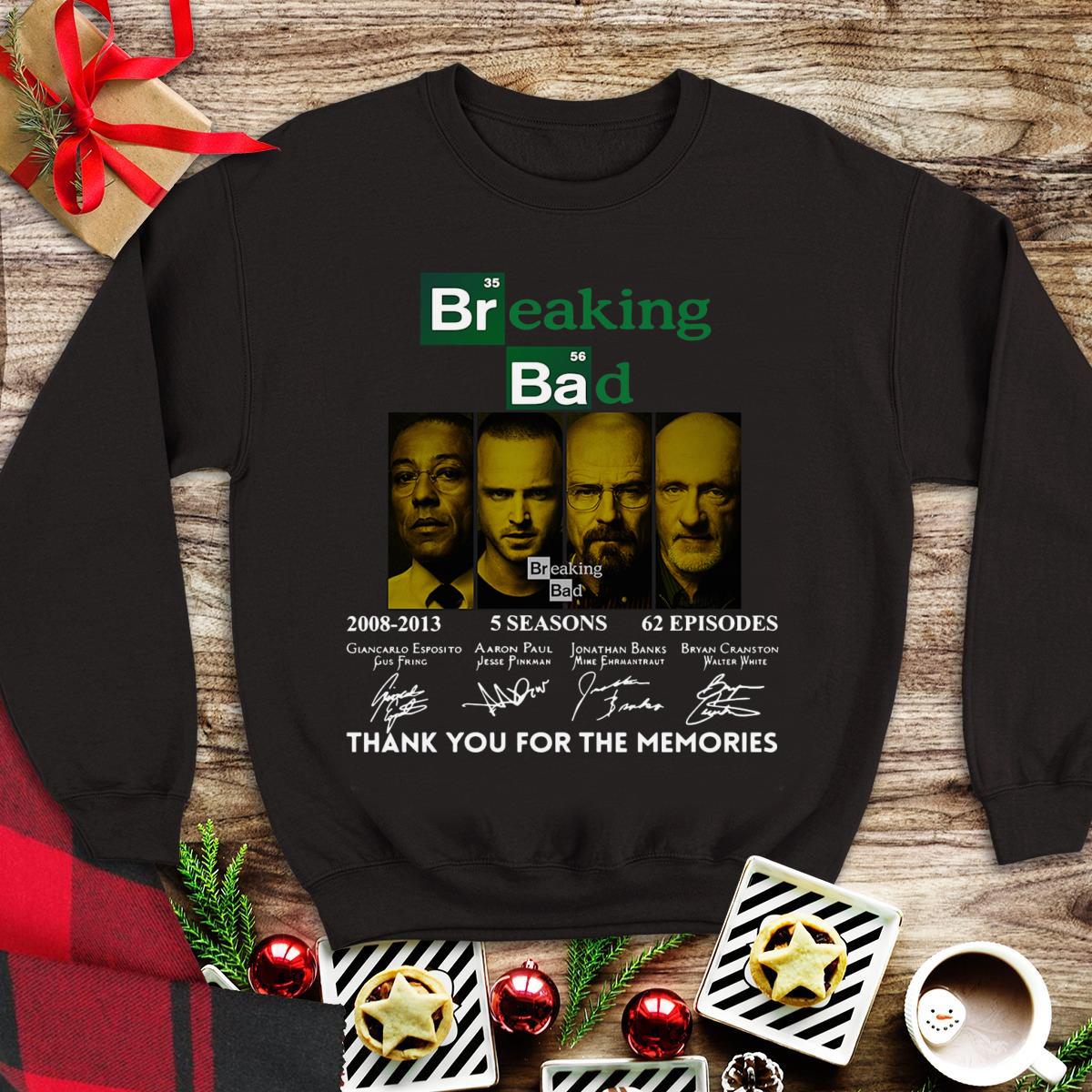 Awesome Breaking Bad 2008 2013 5 Seasons 62 Episodes Thank You For The Memories Signatures shirt