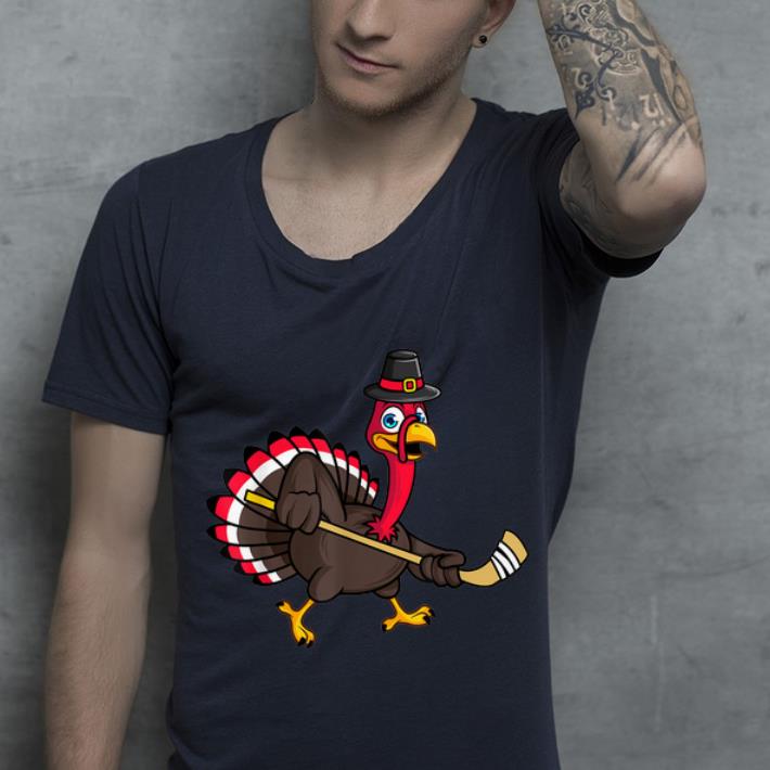 Awesome Funny Thanksgiving Ice Hockey Pilgrim Turkey Gobble Player shirt