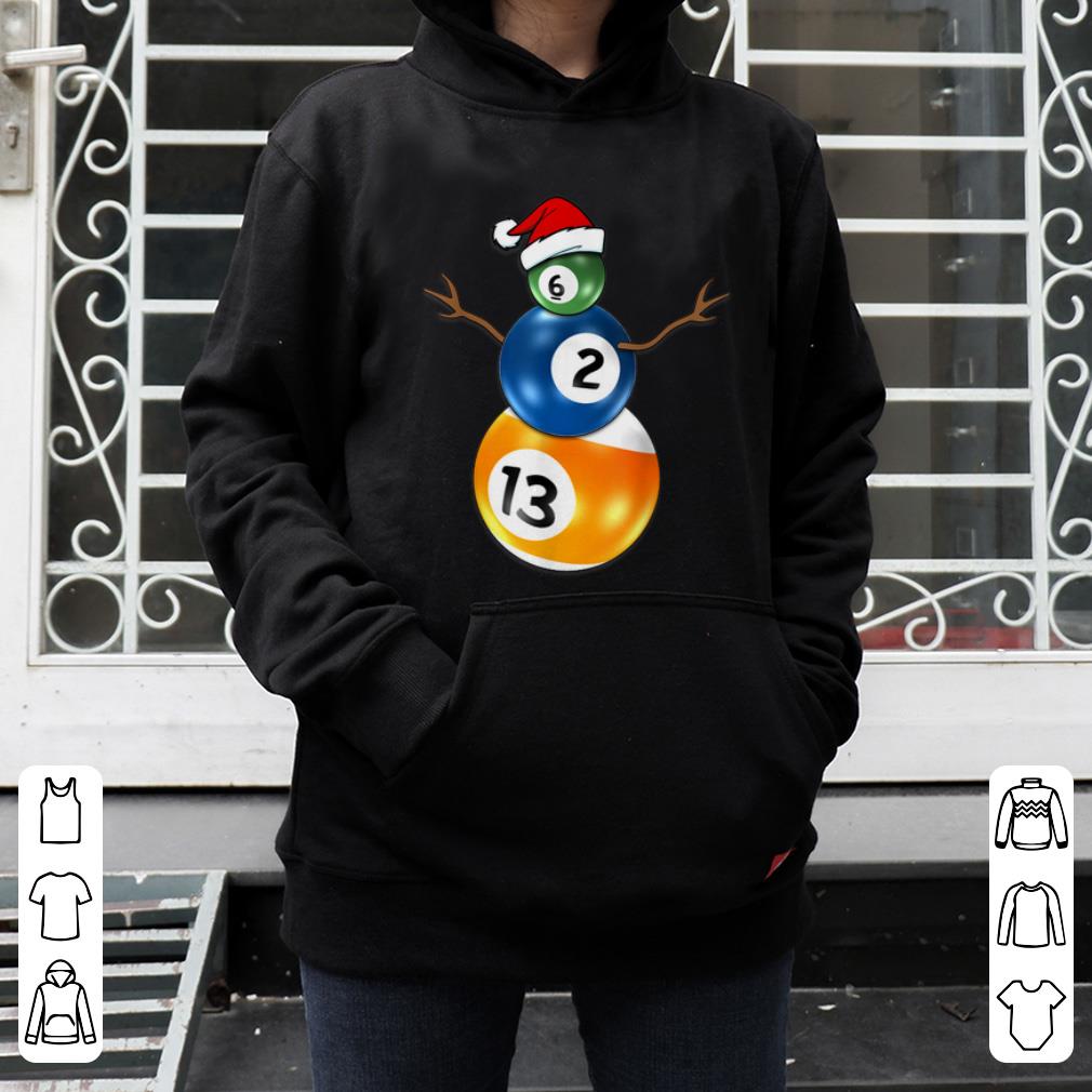 Hot Billiards Christmas Snowman with Pool Table Balls shirt