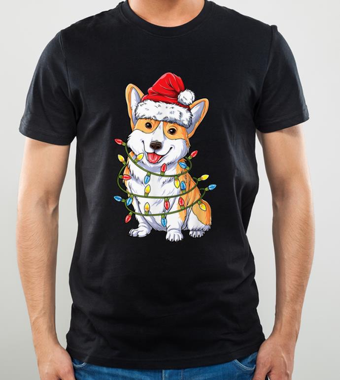 Official Corgi Christmas Santa Boys Kids Xmas Lights Corgmas shirt