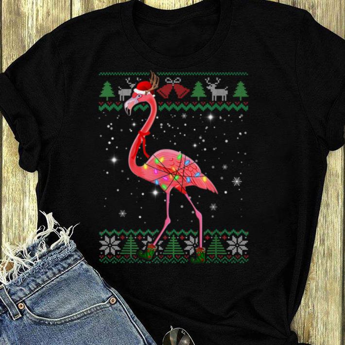 Original Mens Flamingo Santa Hat Ugly Christmas Lights Xmas Gifts shirt