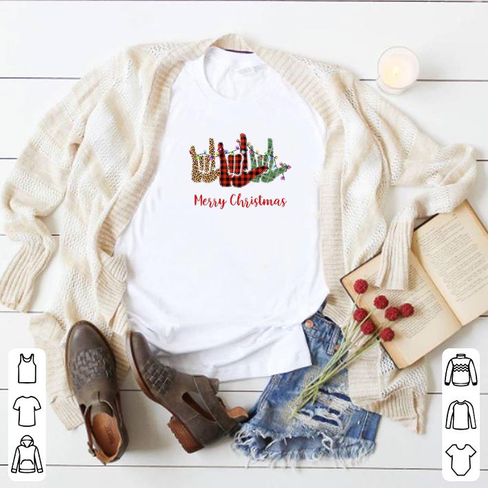 Original Merry Christmas Leopard Plaid sign language shirt