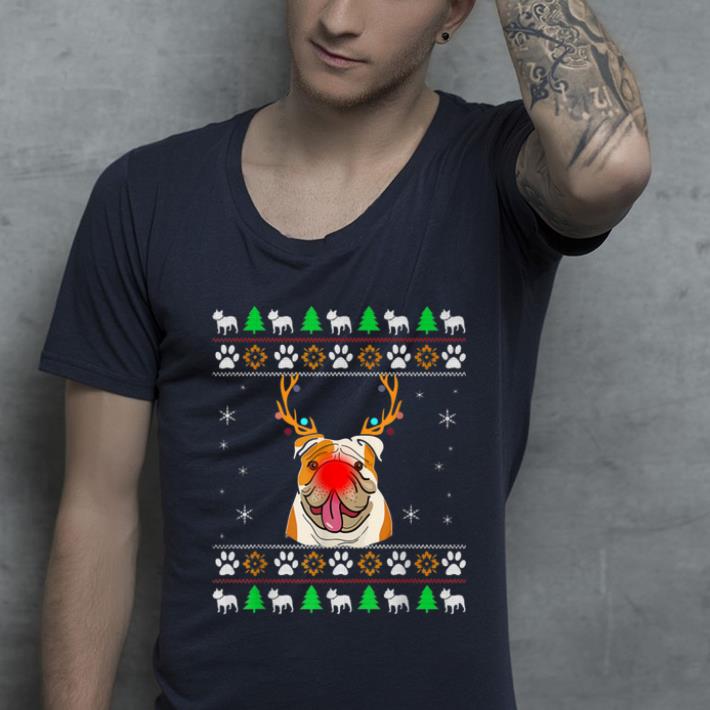 Premium Bulldogs With Antlers Ugly Christmas shirt