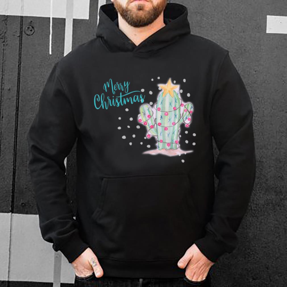 Top Merry Christmas Southwest Cactus Lighted Tree Snow shirt