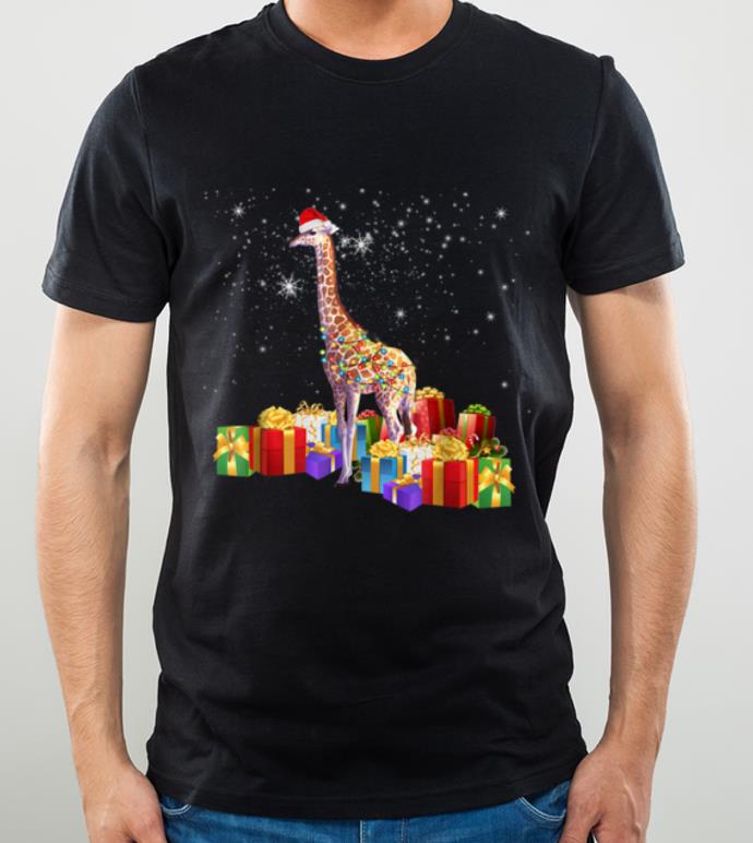 Top Santa GIRAFFE Christmas Lights GIRAFFE Xmas Gift shirt