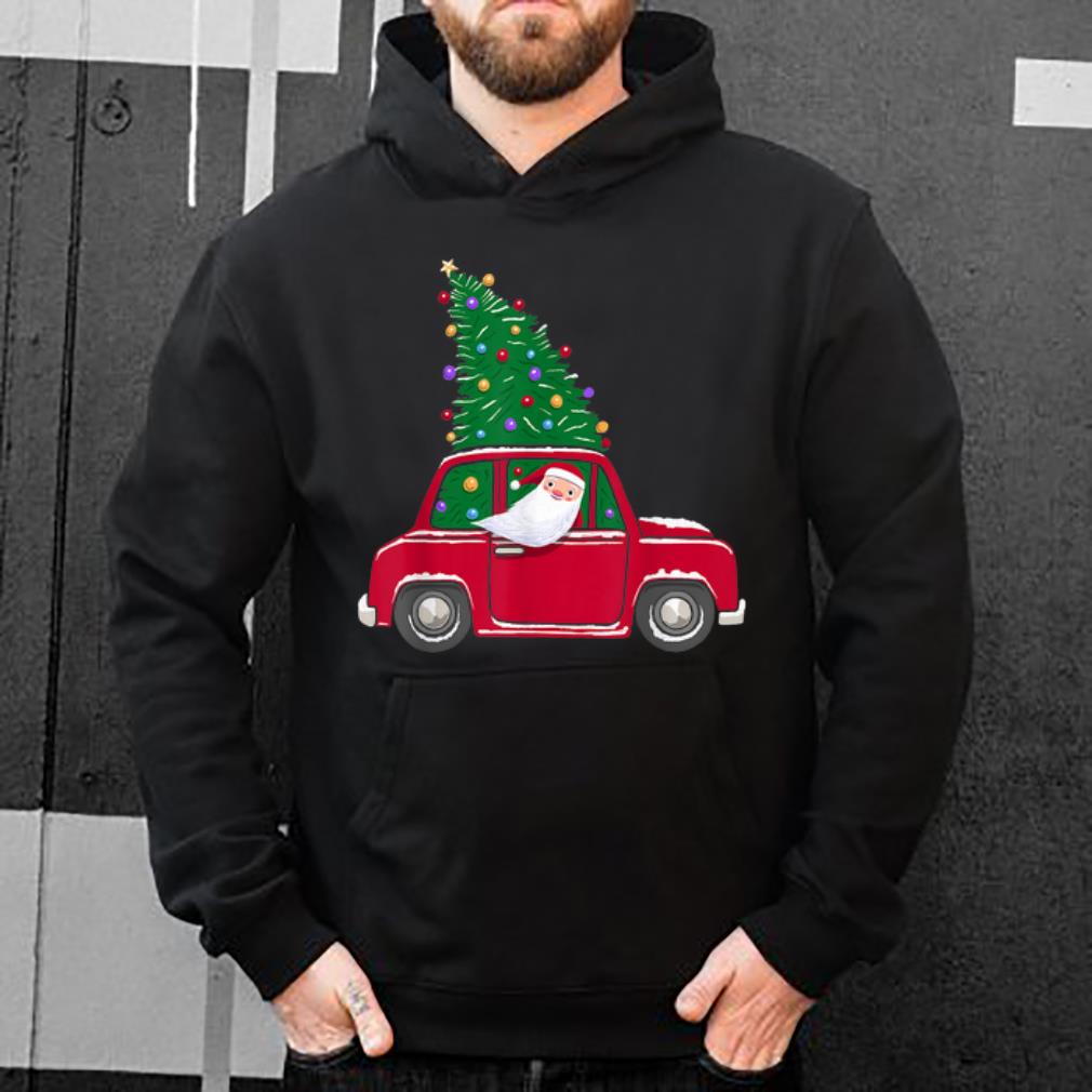 Top Santa Riding Vintage Christmas Wagon Cute Xmas Tree Gift shirt