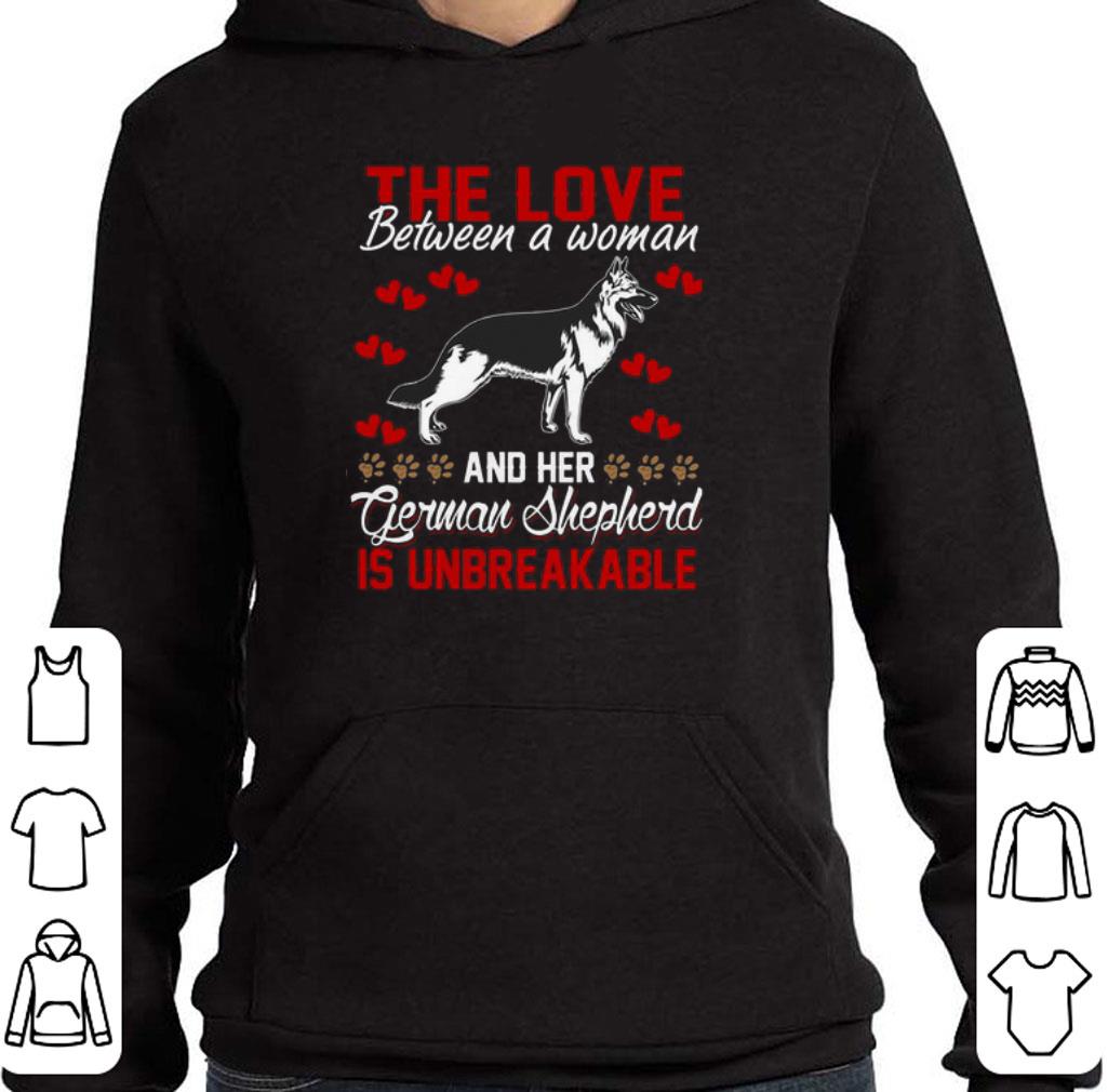 Top The love between a woman and her German Shepherd is unbreakable shirt