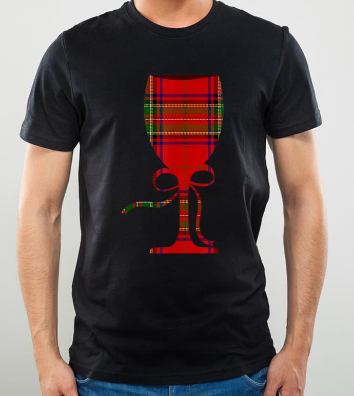 Top Wine Glass Tartan Christmas Scottish Plaid shirt