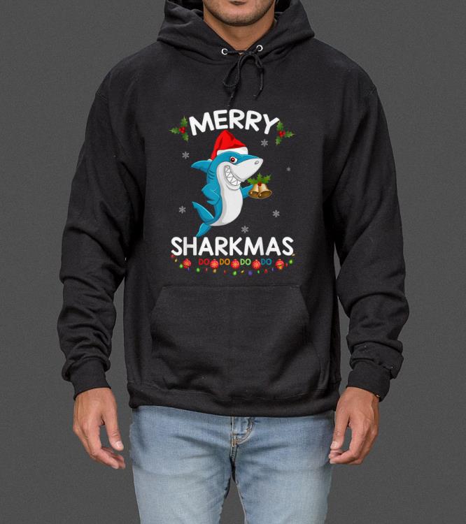 Hot Funny Merry Sharkmas Shark Santa Christmas Tee Boys Xmas sweater