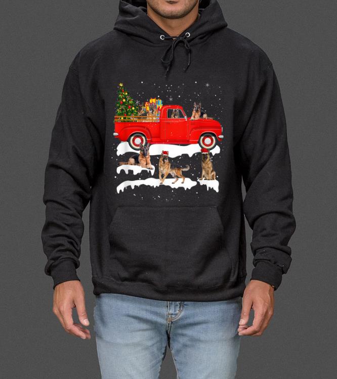 Nice German Shepherd Dog Riding Red Truck Xmas Merry Christmas sweater