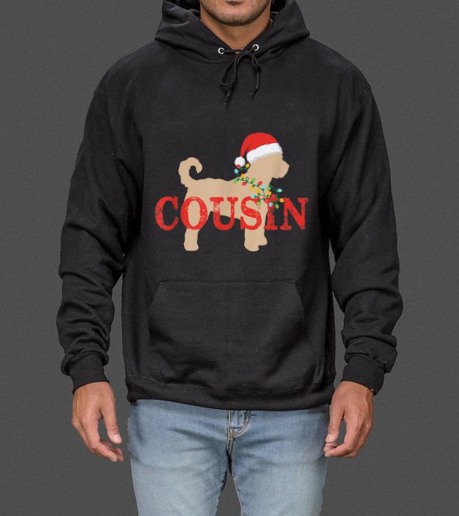 Official Cousin Dog Goldendoodle Christmas Lights Necklace Santa Hat sweater