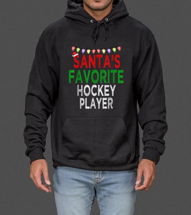 Top Santa's Favorite Hockey Player Christmas Xmas Lights Hat sweater