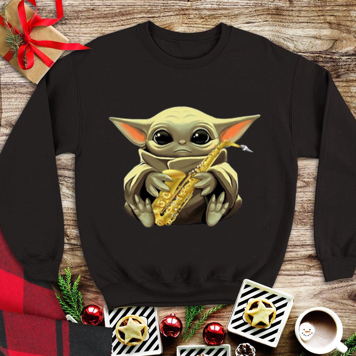Awesome Baby Yoda Hug Saxophone shirt