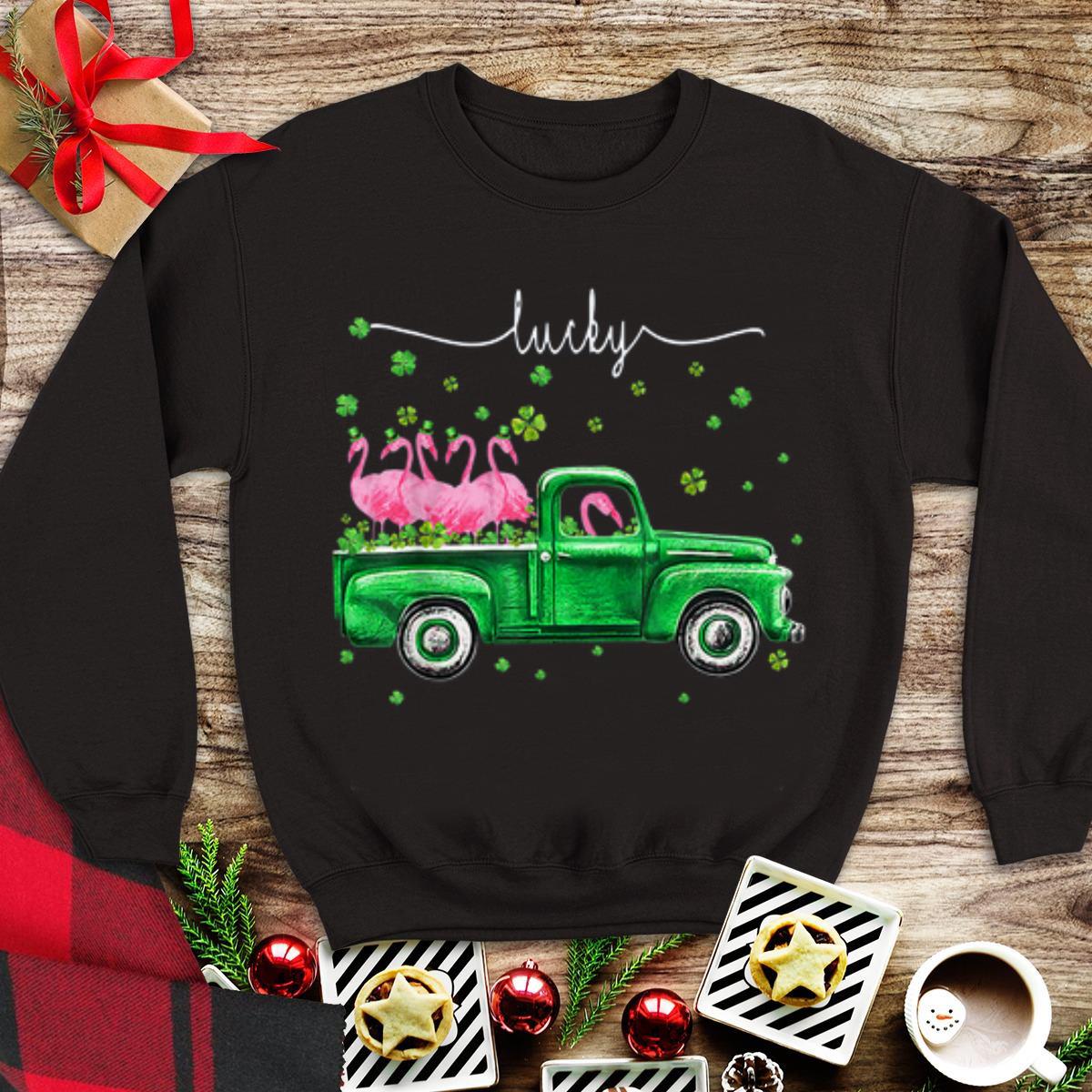 Awesome Flamingos Truck Lucky St Patrick’s Day shirt