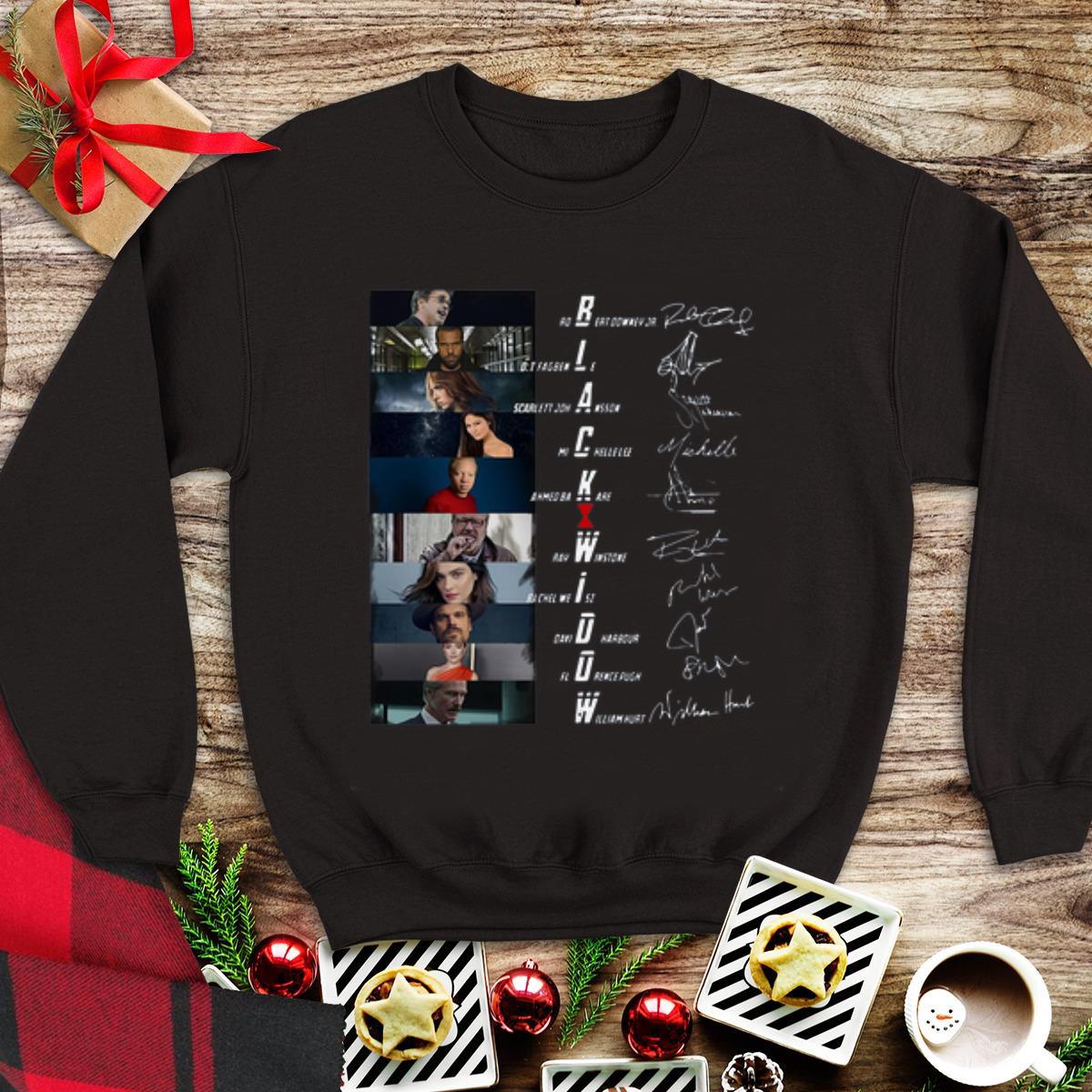 Premium Black Widow Robert Downey Jr Dt Fagbenle Scarlett Johansson Signatures shirt