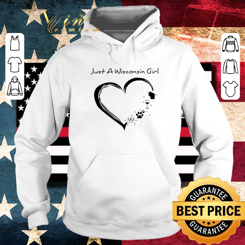 Pretty Just a wisconsin girl i love flip flop dog paw wine Wisconsin shirt