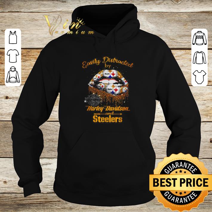 Top Lip easily distracted by Harley-Davidson and Pittsburgh Steelers shirt