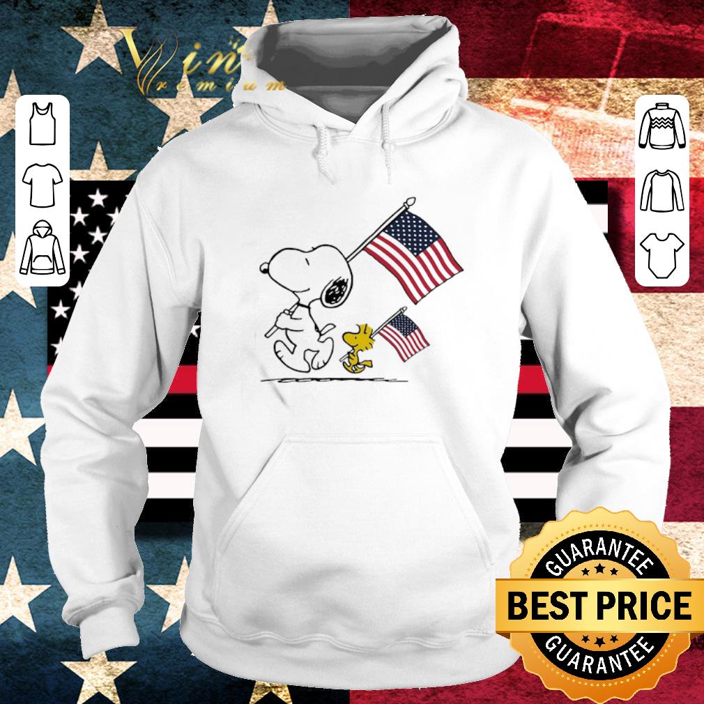 Nice Snoopy and Woodstock holding American flag 4th of july shirt