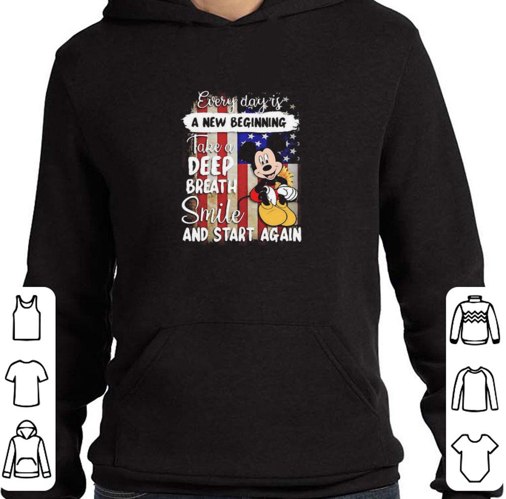 Funny Mickey Mouse Every Day Is A New Beginning Take A Deep Breath Smile American Flag shirt