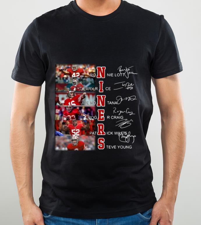 Original Niners Ronnie Lott Jerry Rice Joe Montana Signatures shirt