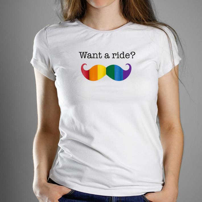 Official Want A Ride Gay Pride Mustache Gay Flag Shirt