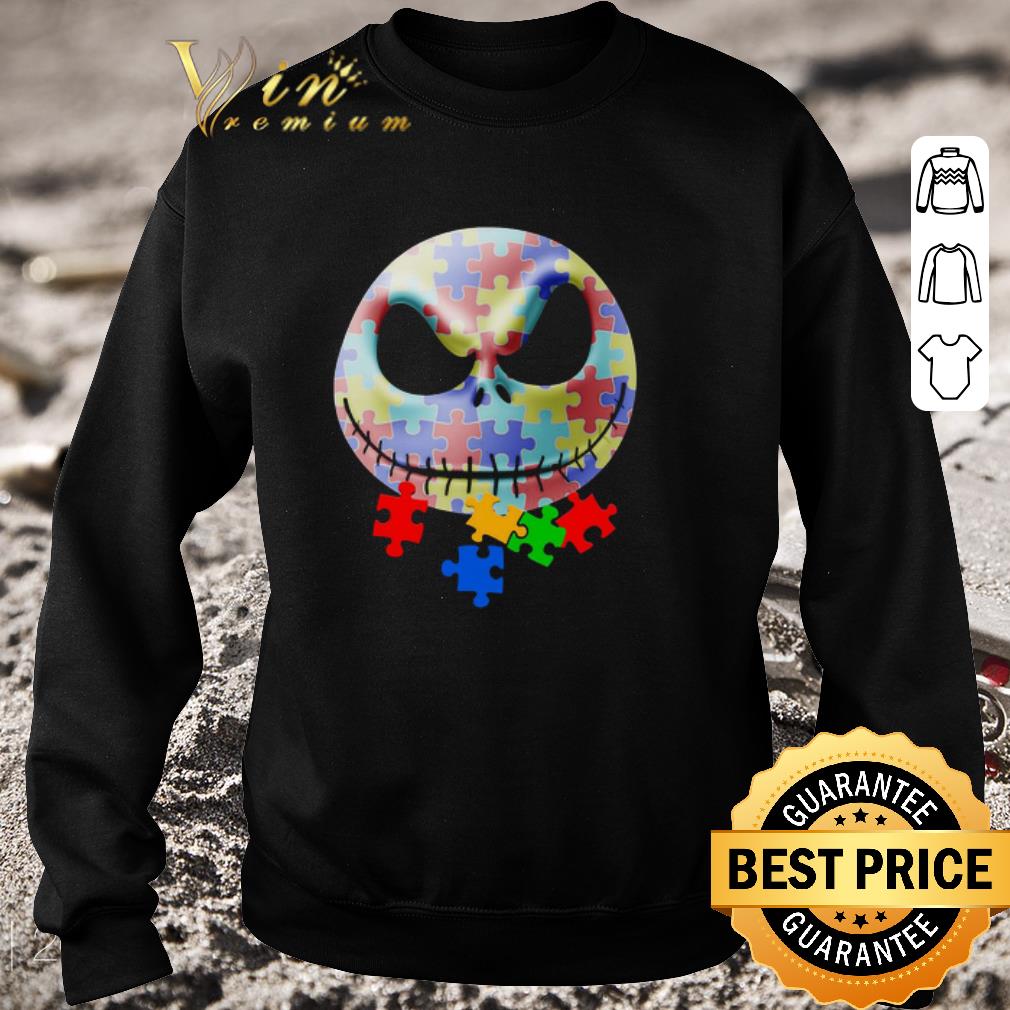 Premium Jack Skellington Head Autism Awareness Puzzle shirt