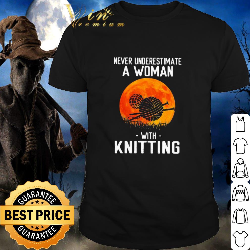 Official Never underestimate a man with knitting sunset shirt