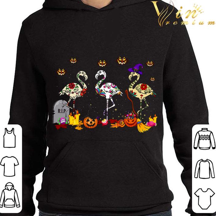 R.I.P Flamingos Pumpkins Witch Grave Halloween shirt