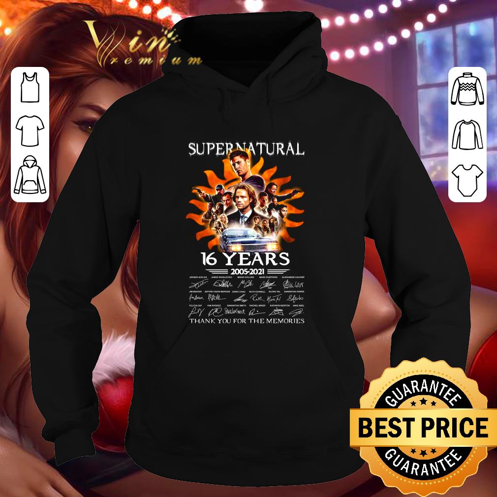 Original Supernatural 16 Years 2005-2021 Thank You For The Memories shirt