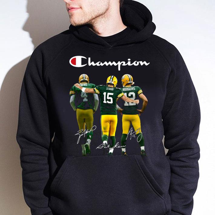 Official Logo Champion Green Bay Packers Favre Starr Rodgers Signatures shirt