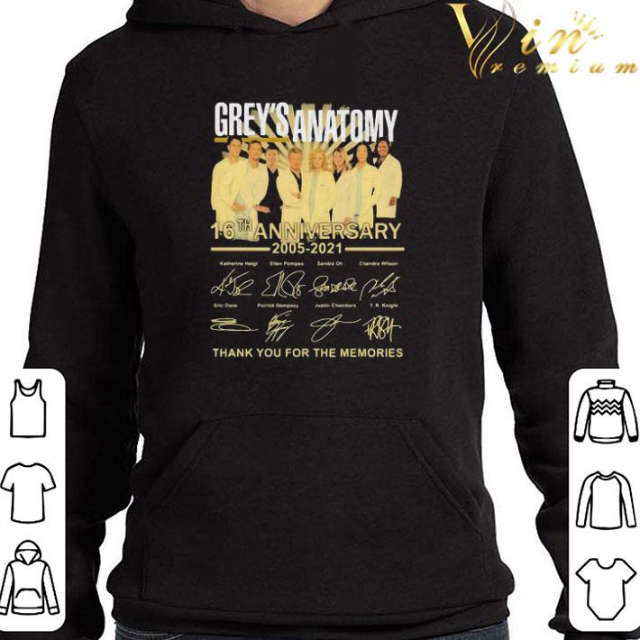 Grey's Anatomy 16th anniversary 2005-2021 thank you for the memories shirt
